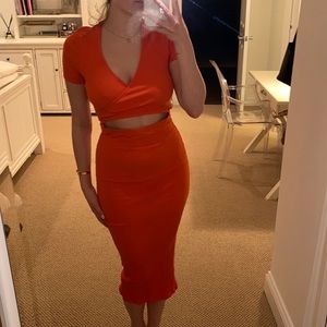 FREE PEOPLE WRAP MIDI BODYCON